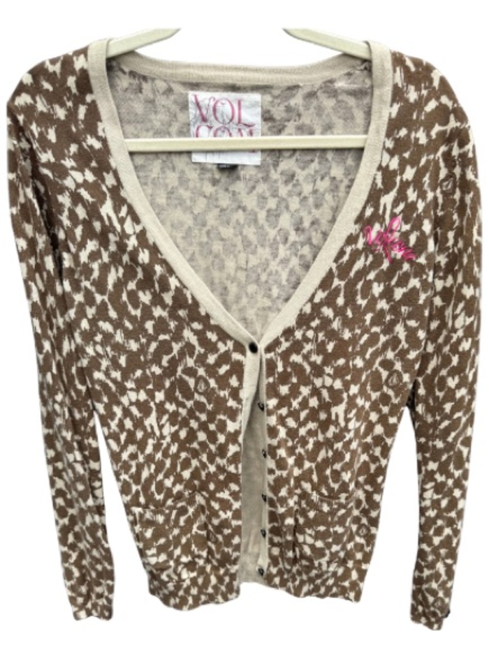 Volcom Brown and White Patterned Lightweight Sweater